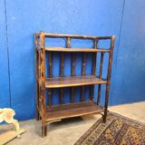 Vintage rattan bookcase shelf