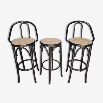 Lot 3 stools bistro bar curved wood st art deco