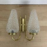1950s brass and tulip Bubble wall lamp