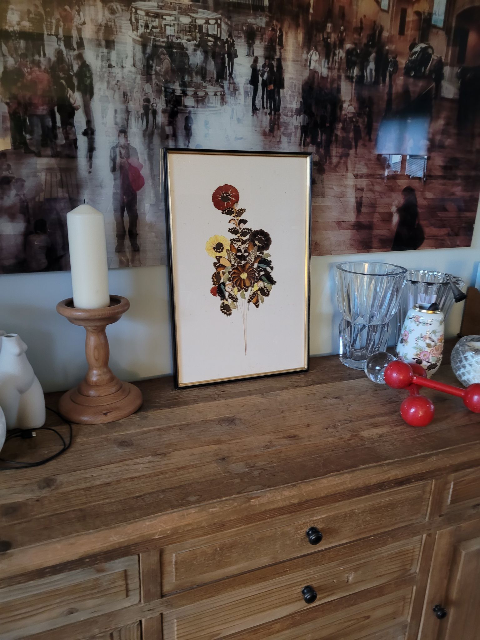 Vintage painting flowers wings of naturalized butterflies