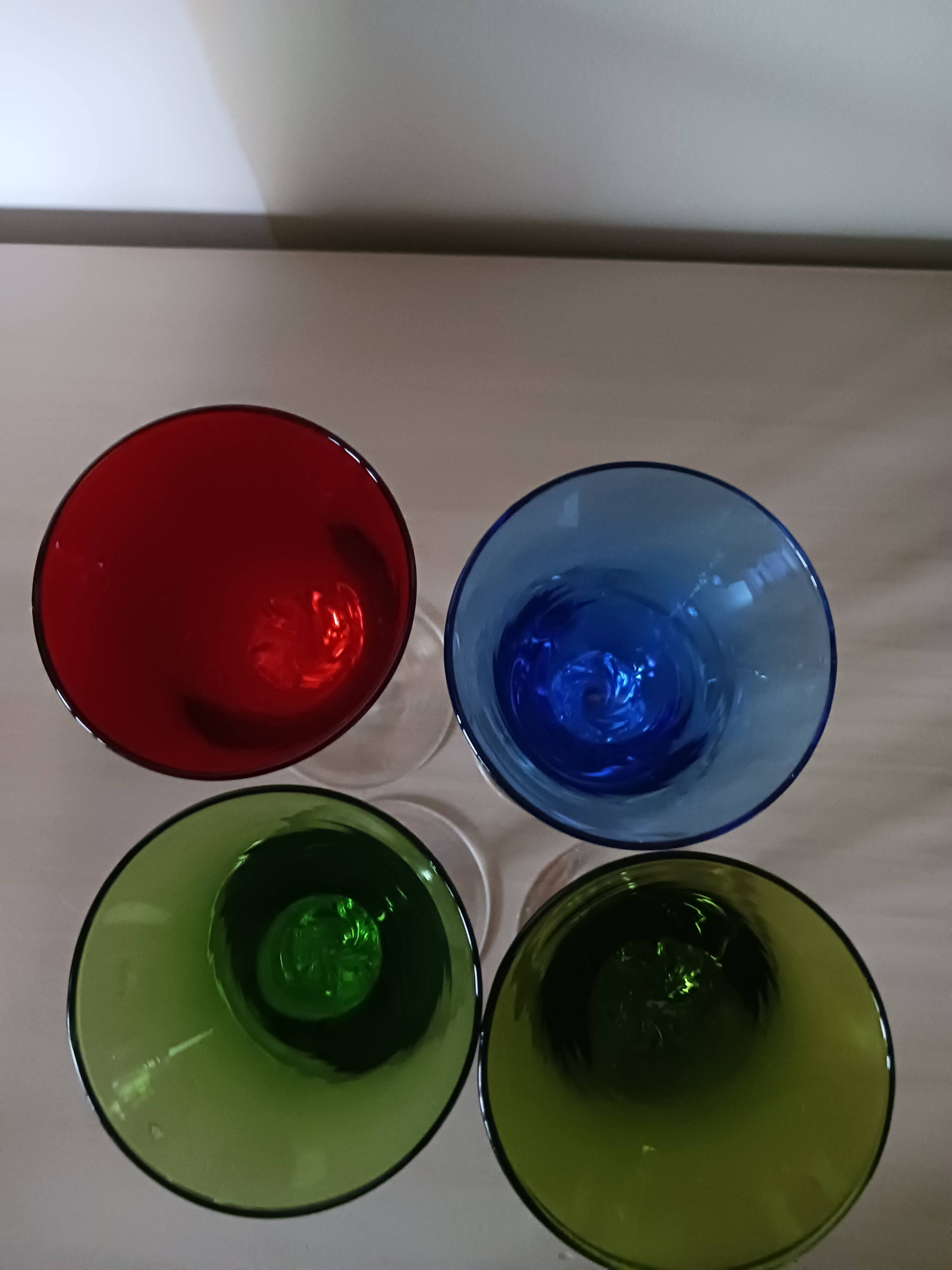 Coloured vases, made of Murano glass.