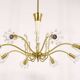 Lustre inhabituel en laiton et cristal Emil Stejnar, Rupert Nikoll, Autriche, années 1950