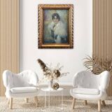 Oil painting on canvas, portrait of a young woman, Italy signed and dated 1917