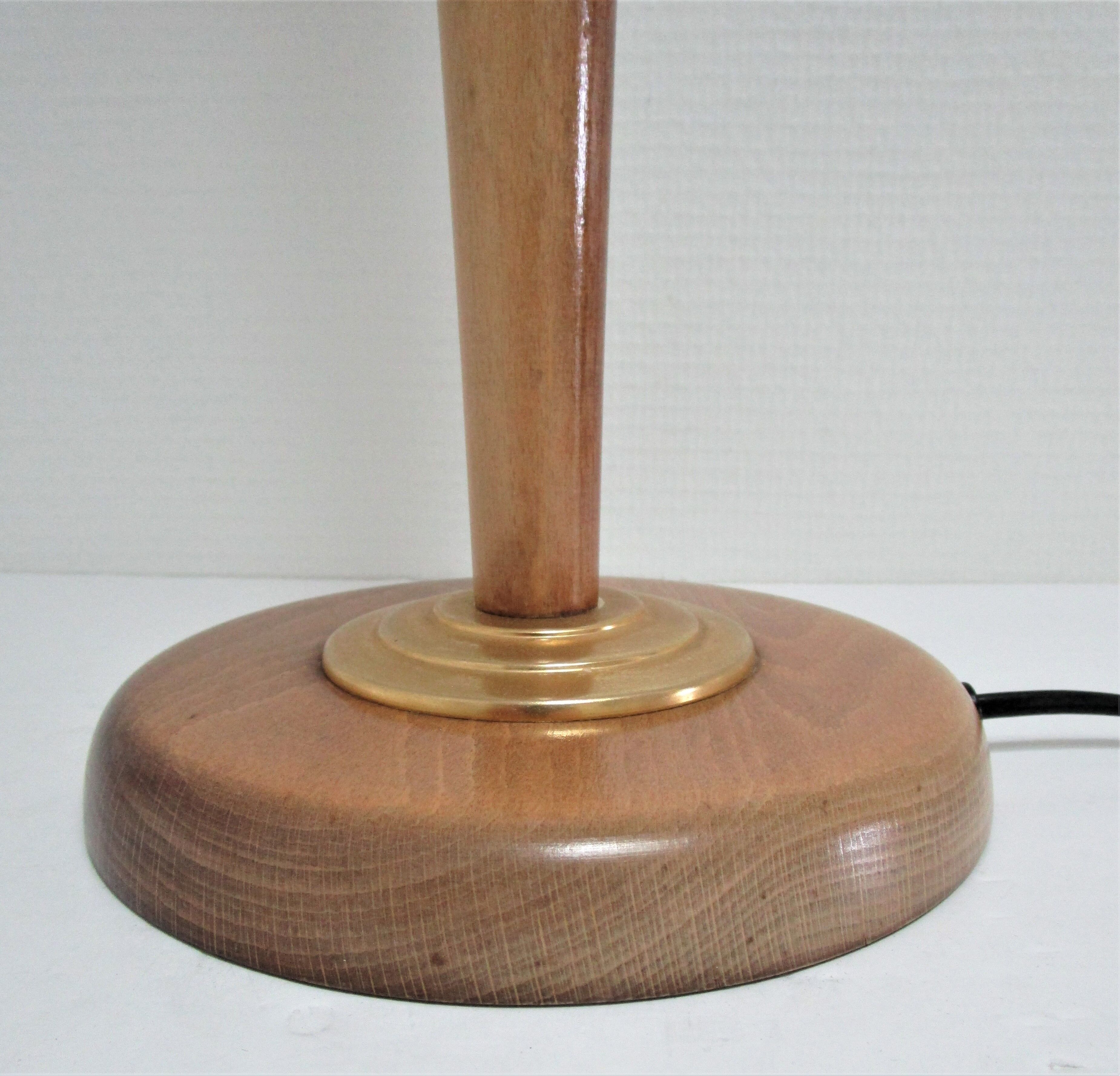 Pied de lampe bois massif patiné et métal doré vintage style art déco