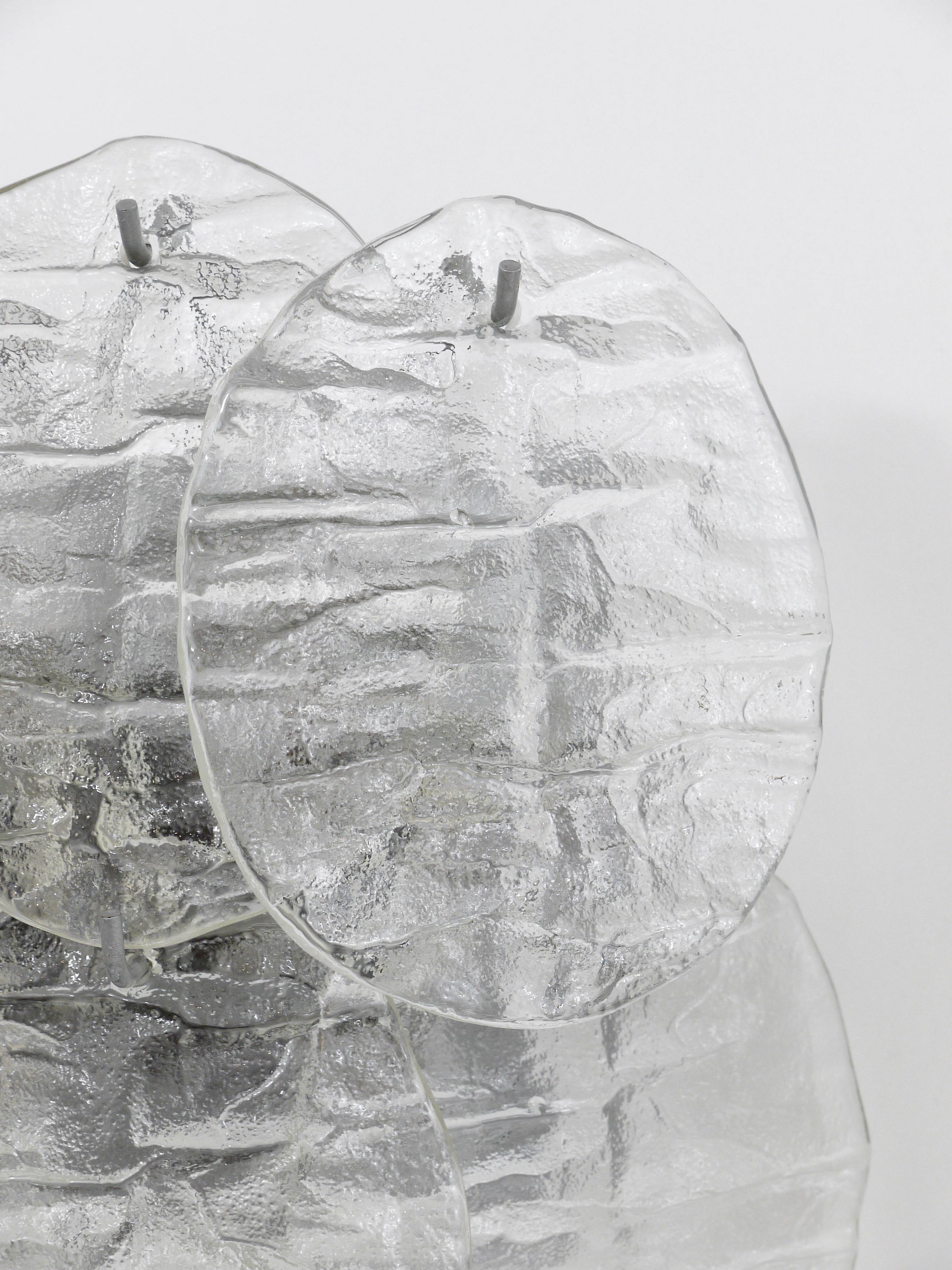 J.T. Kalmar Wall Light Frosted Glass Disc Modernist, Austria, 1960s