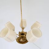 Mid-century brass and glass pendant light by Sario, Finland, 1950s.