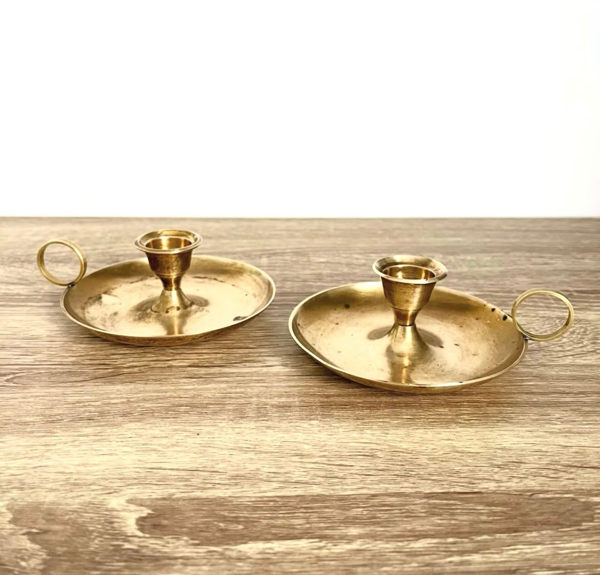 Paire bougeoirs laiton vintage