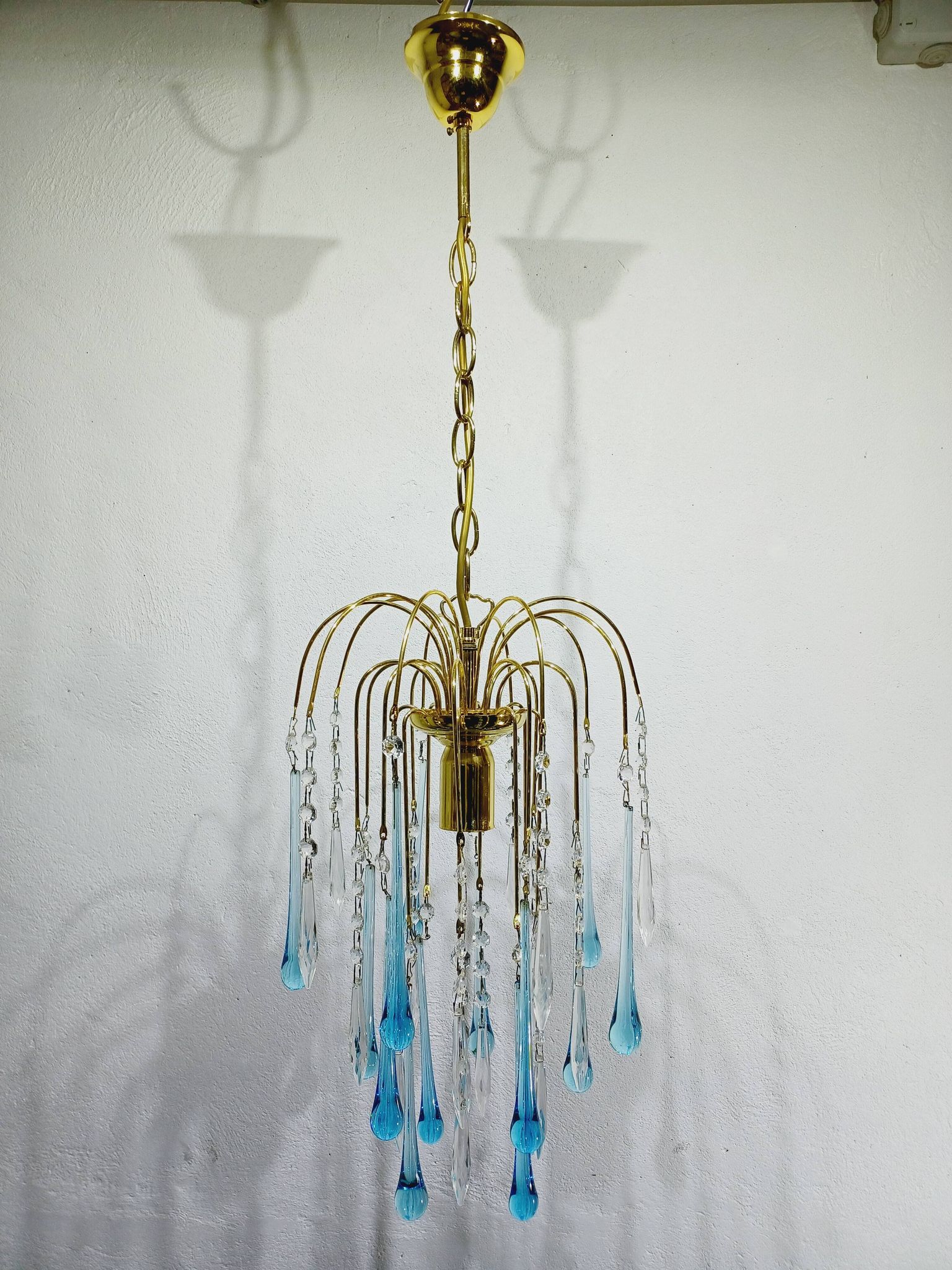 Lustre Murano Gouttes En Cristal bleu