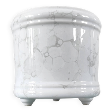 Vintage tripod cache-pot in glazed earthenware with a bubble decoration.