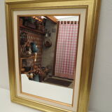 Rectangular mirror, gilded wood tower