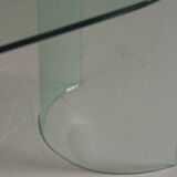 Vintage oval tempered glass dining table by Fiam, Italy 1980s