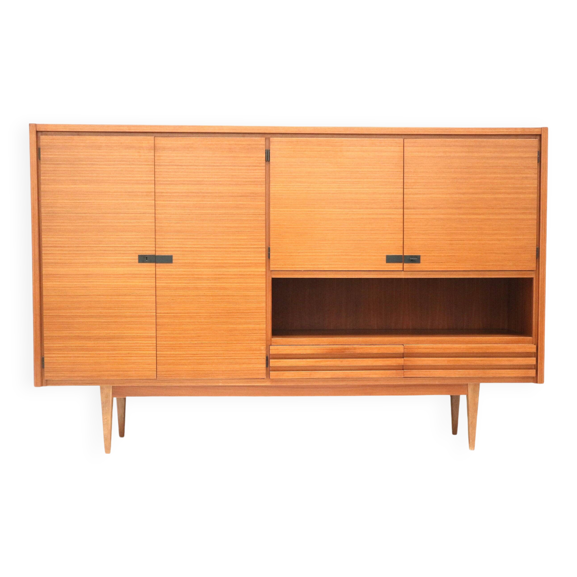 Large vintage highboard sideboard / wall unit made of teak from the 1960s