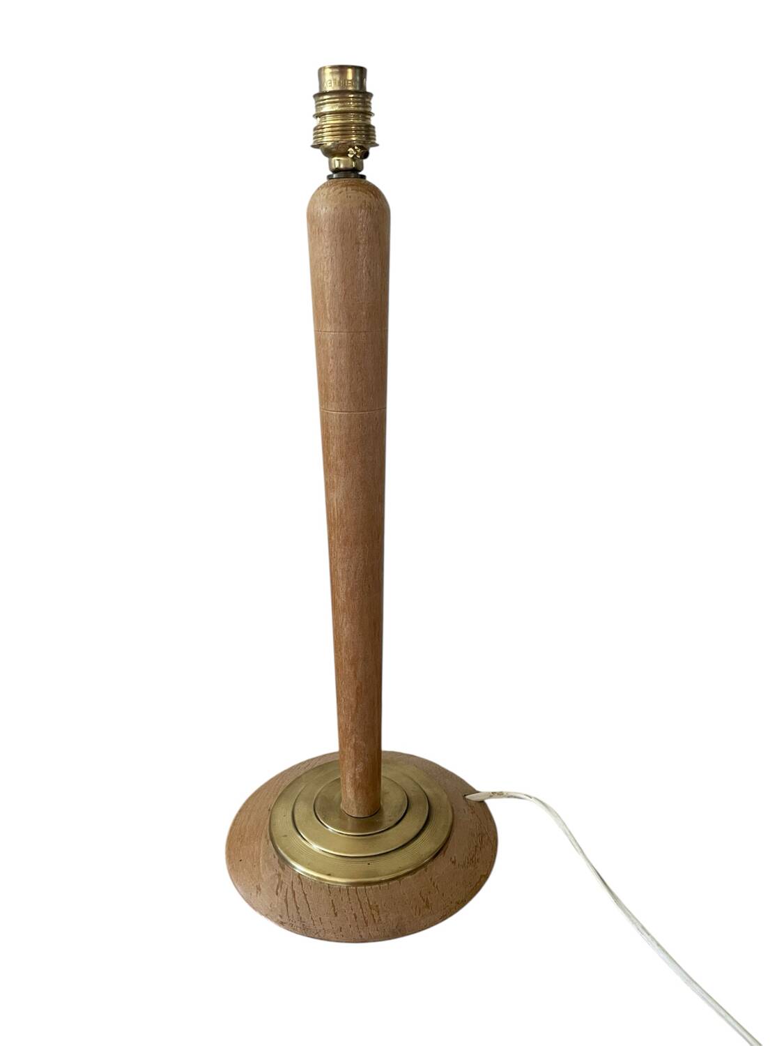 Pied de lampe hêtre et laiton style Mazda