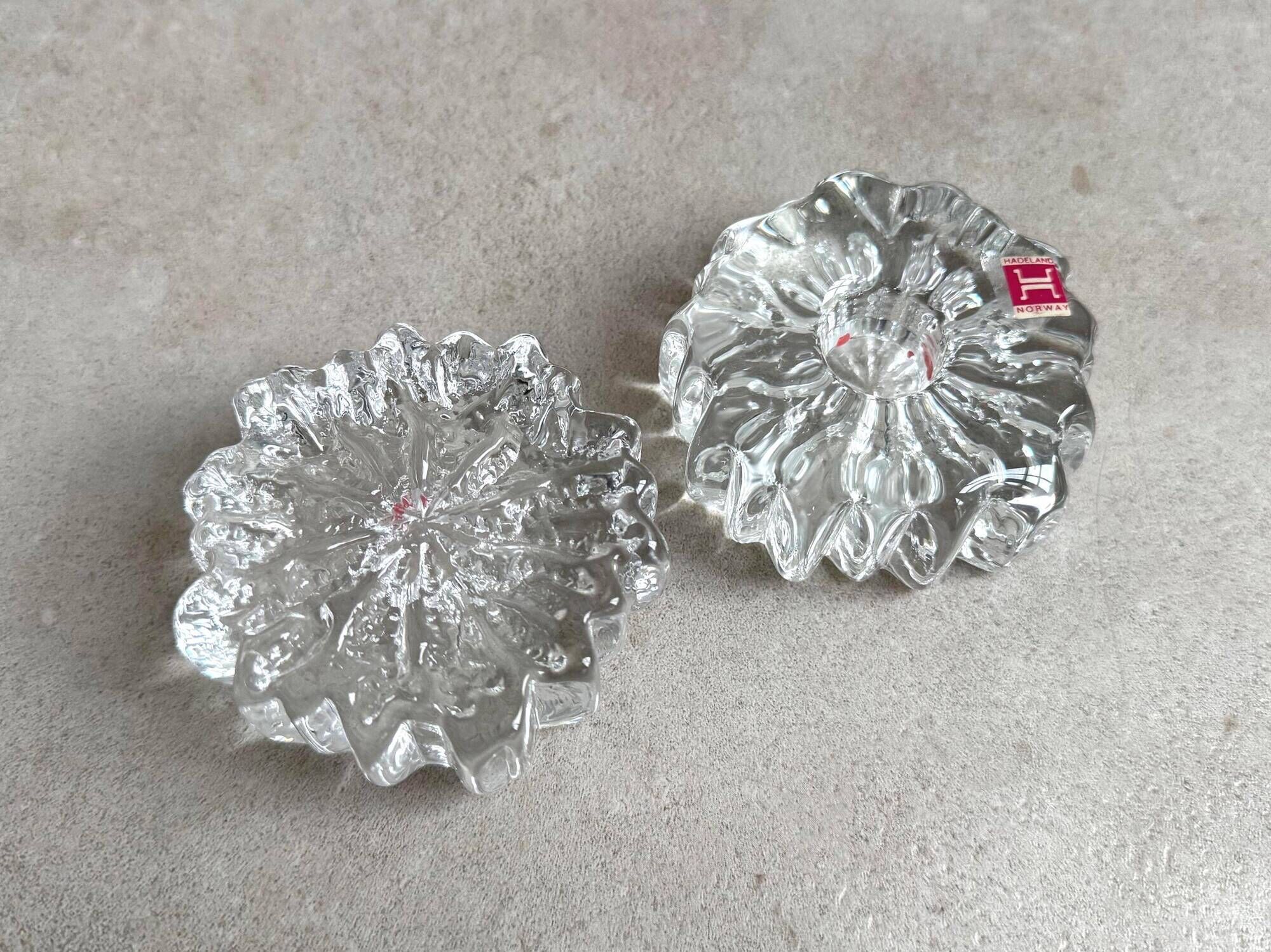 Set of 2 Hadeland Norway crystal candle holders