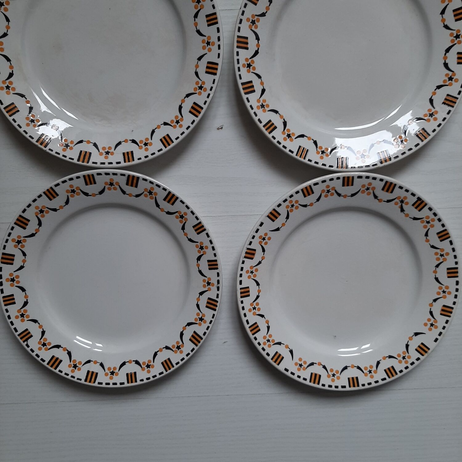 6 assiettes à dessert art déco gien