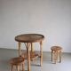 Vintage woven wicker table set | 1980s