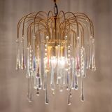 Lustre en verre de Murano et laiton Waterfall, Italie, années 1970