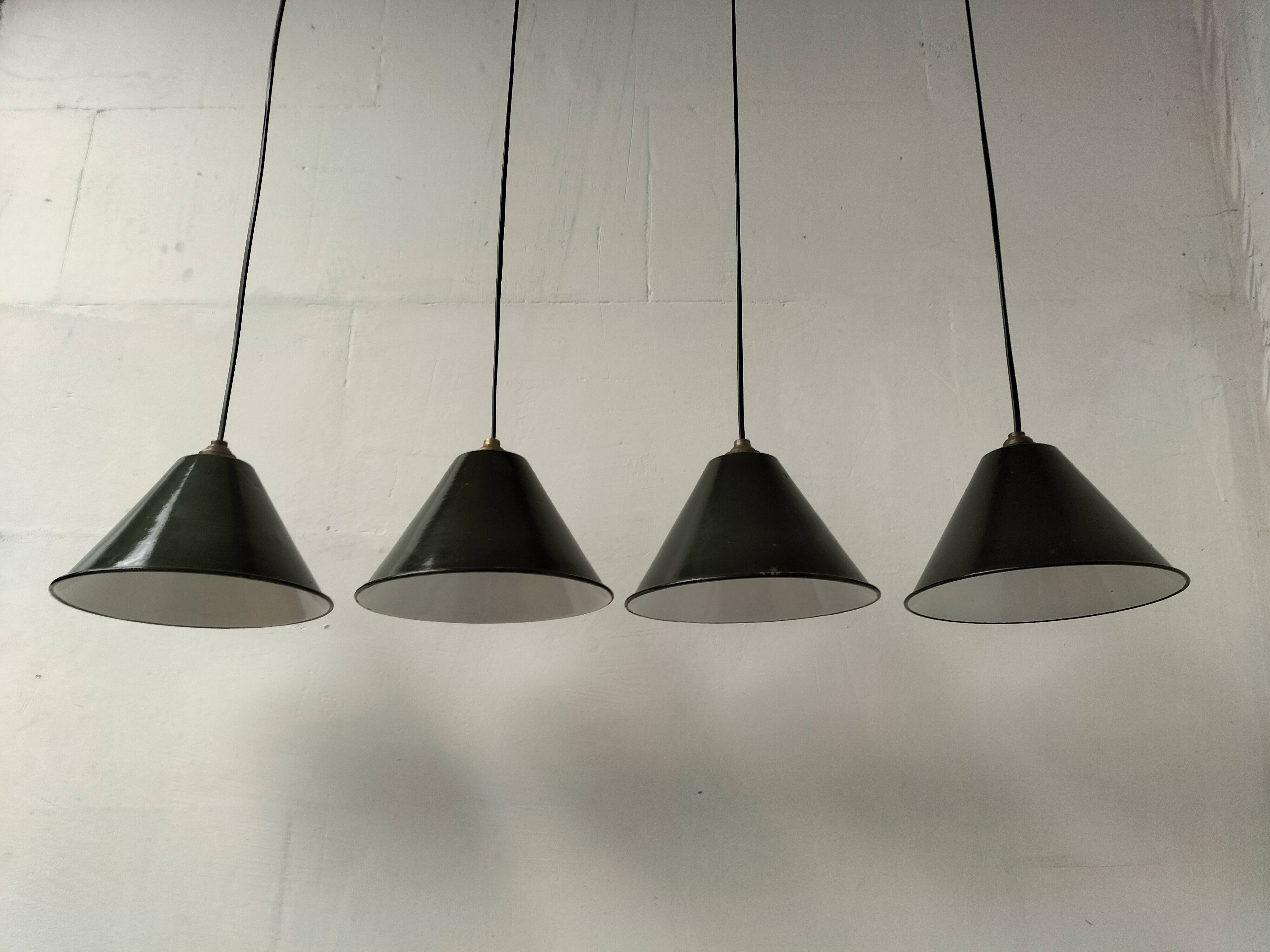 Enamelled sheet metal cone pendants