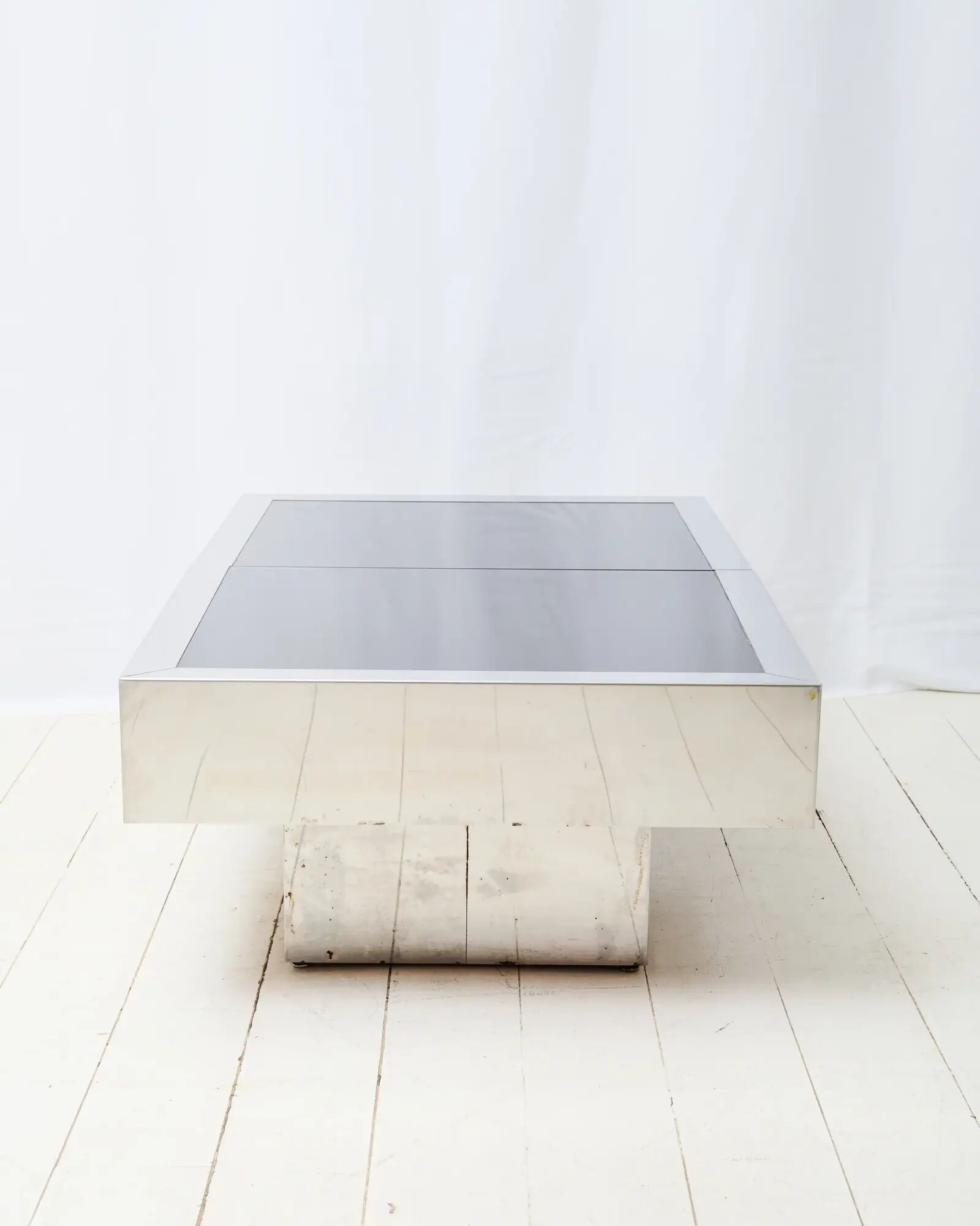 Black and chrome bar coffee table, Willy Rizzo, Cidue, 1970s