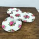 Set of 4 vintage-style pink floral plates (V2)