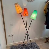 1950s metal tripod floor lamp, completely original