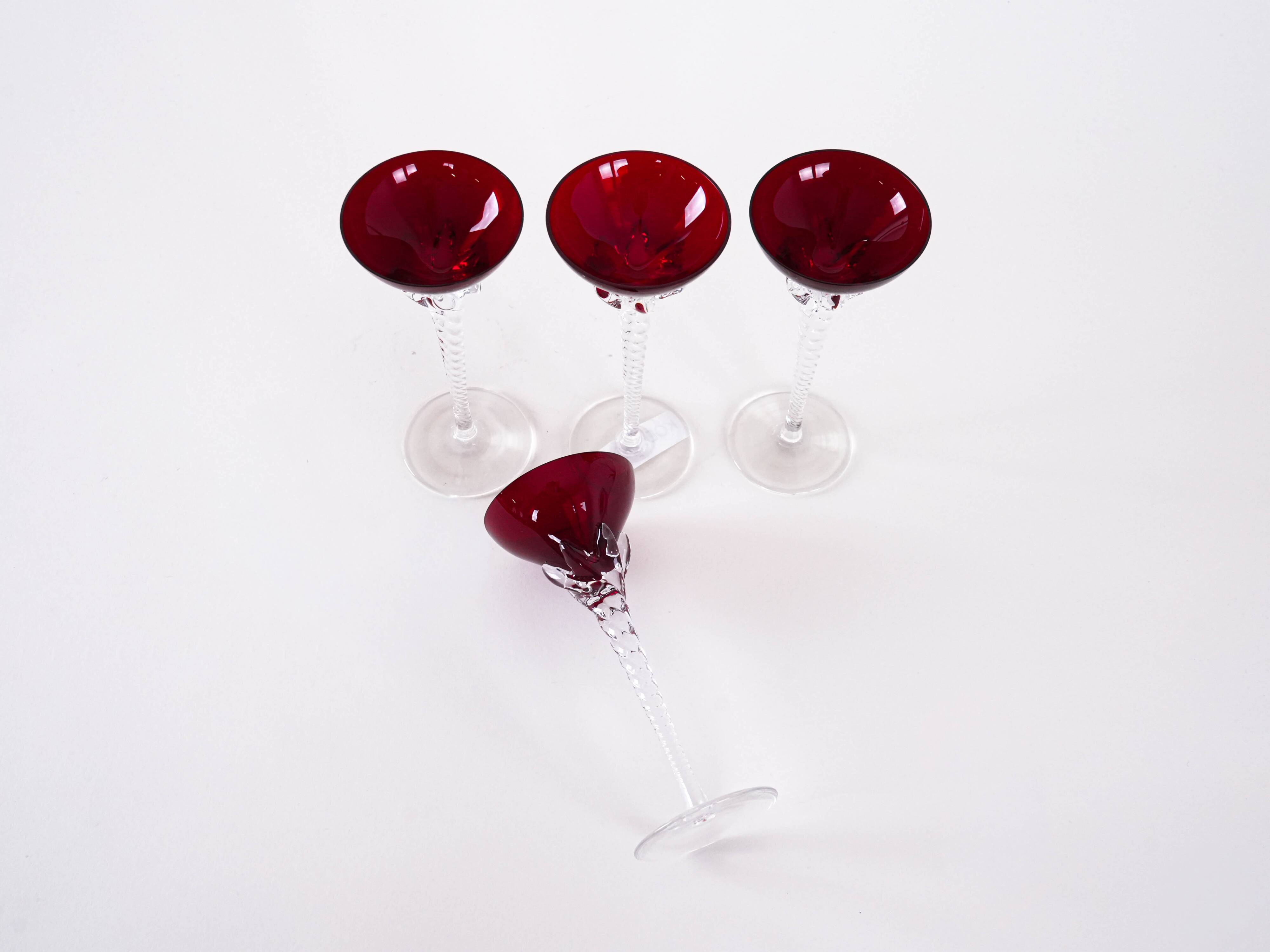 Set of ruby glasses, Danish design, 1970s, manufactured in Denmark