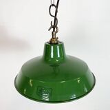 Industrial Green Enamel Factory Pendant Lamp from Revo, 1950s