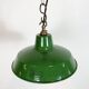 Suspension industrielle en tôle émaillée verte par Revo, années 1950