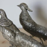 Pair of silver metal pheasants
