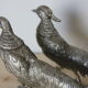 Couple de faisans en métal argenté