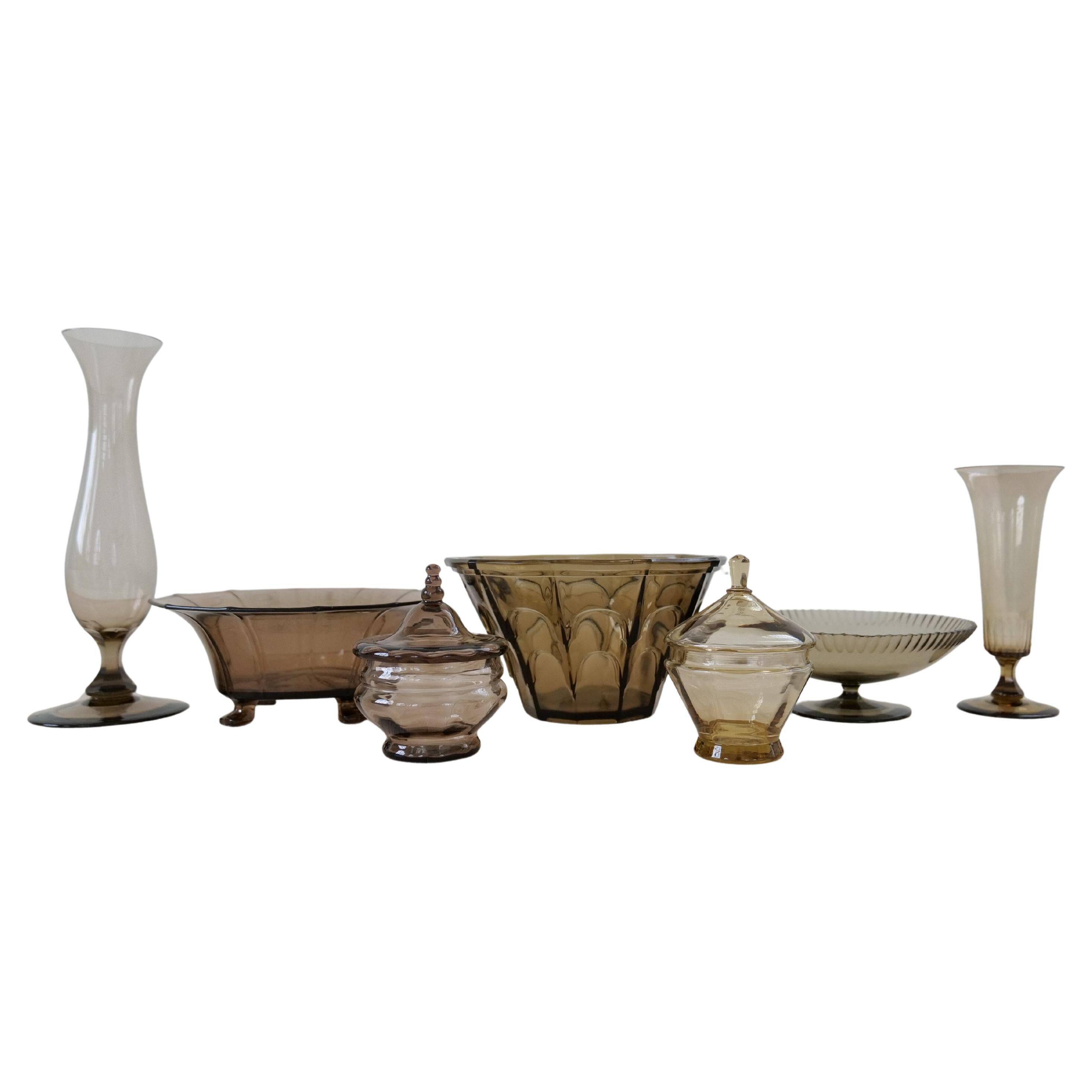 Art Deco Collection of 7 Vases and Sculptures Sweden 1920s