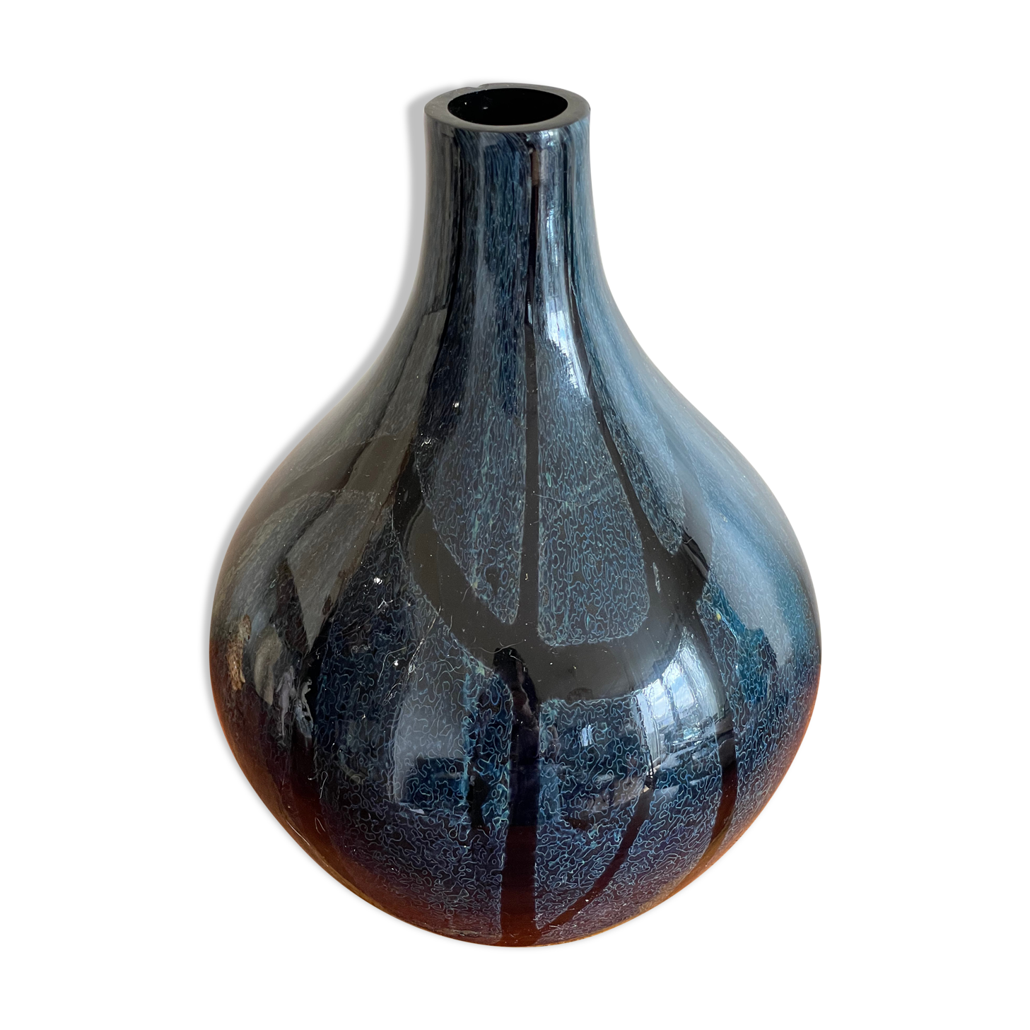 Vase marbled ball beu black