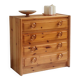 Chest of drawers with 4 drawers in solid pine, rustic mountain style, 1970s.