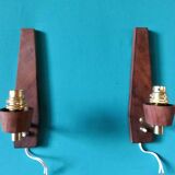 Pair of "Vitrika" rosewood wall sconces with turquoise shades. Denmark, 1960