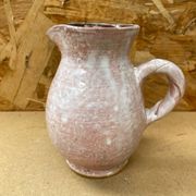 Ancien pichet céramique blanche & rose années 60 vintage