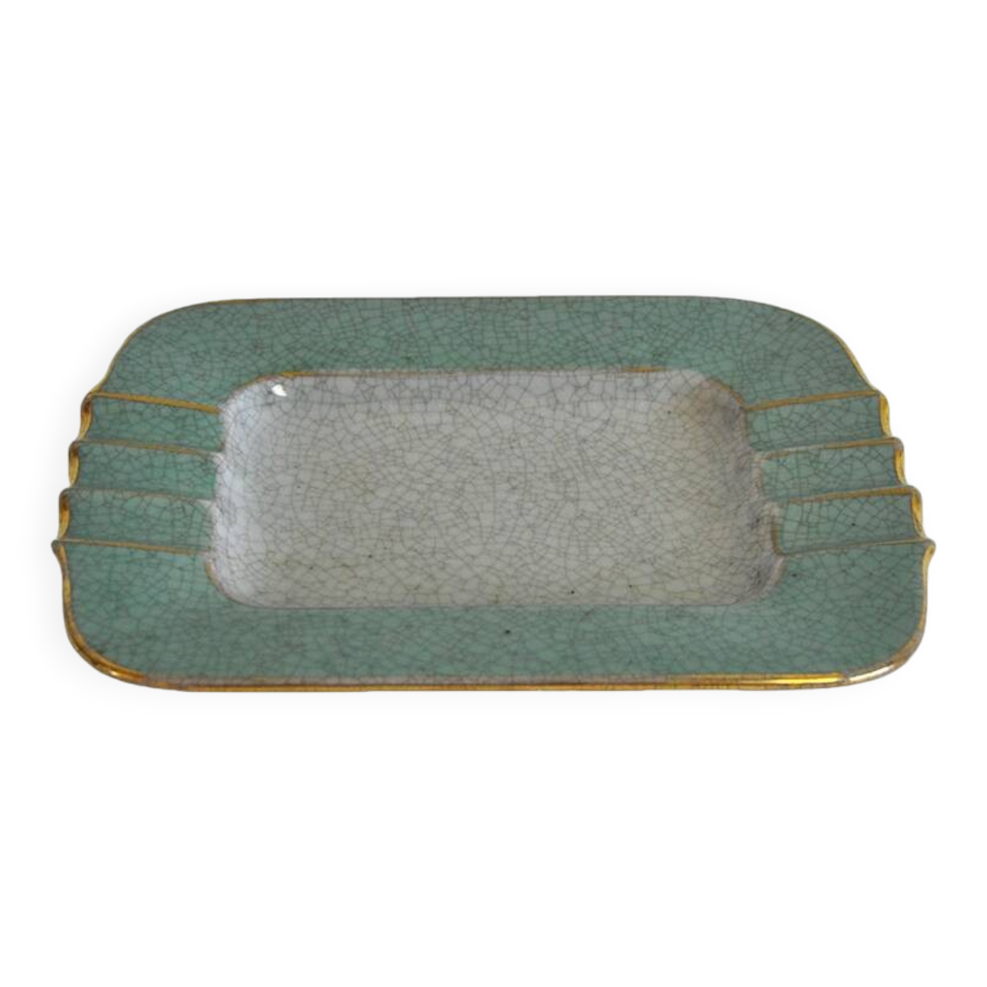 Cendrier, vide poche en porcelaine à glaçure craquelée, années 1940