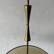 Large UFO design ceiling light in brass and printed glass, 1950s, Italy.
