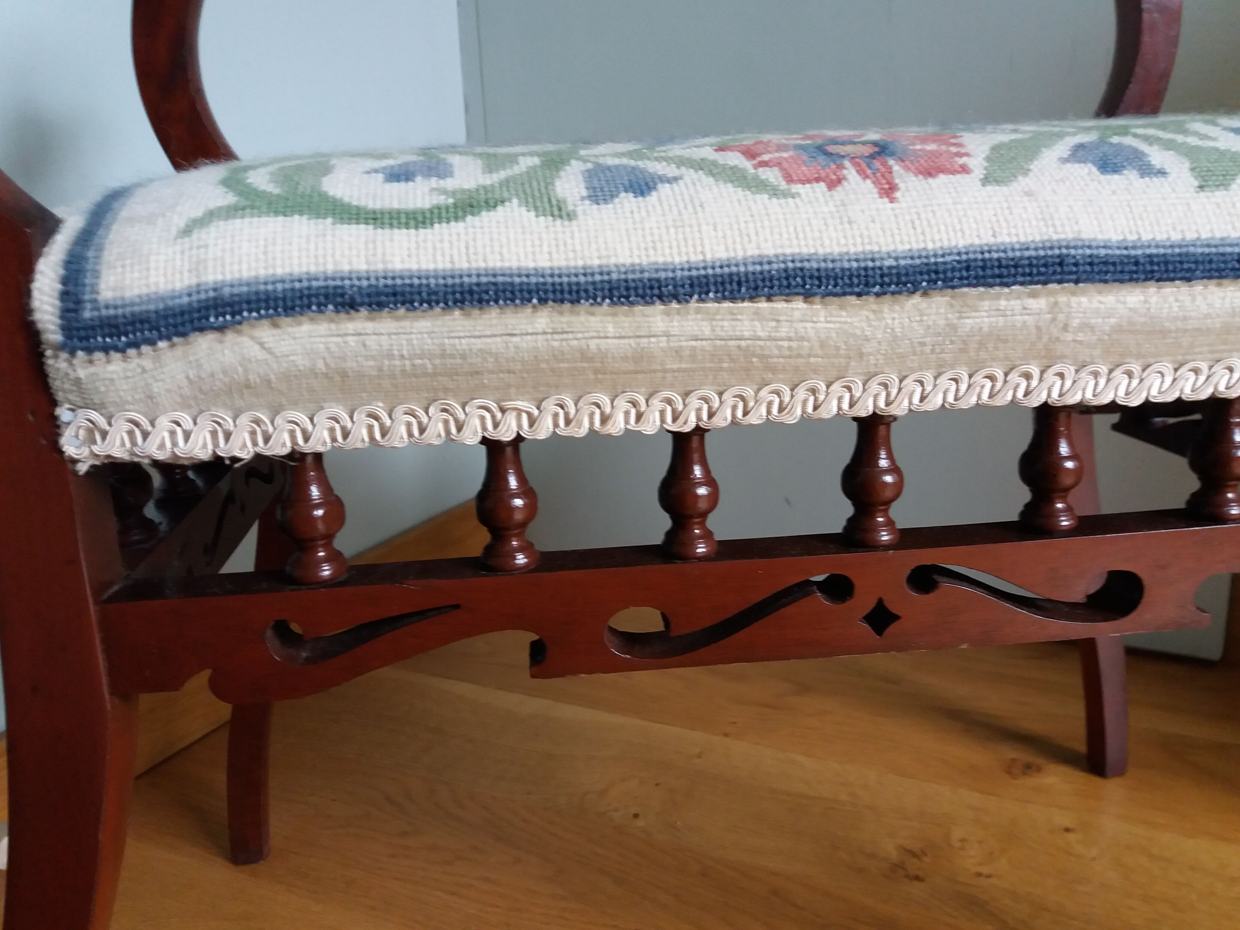 Piano bench stool upholstered canvas end of bed