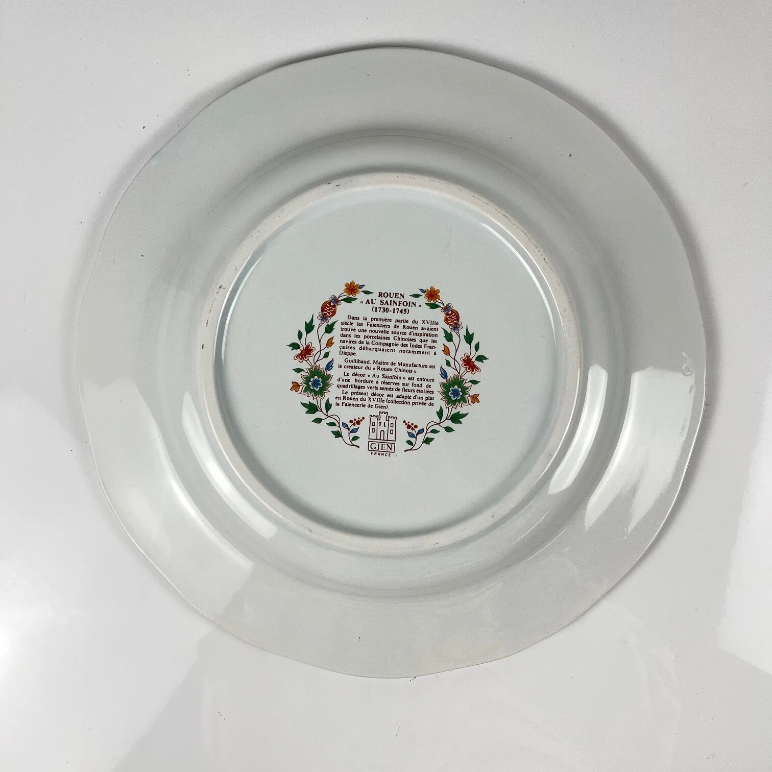 Cake dish / round Gien model Rouen Sainfoin, 1990