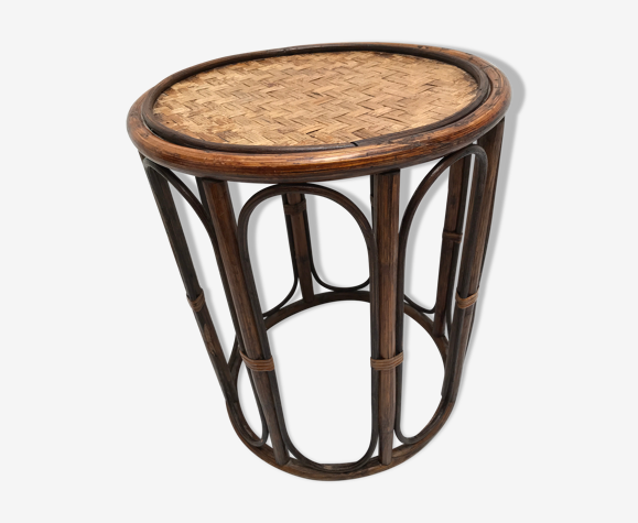 Vintage bamboo and rattan tabouret | Selency
