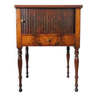 Antique Dutch mahogany pottery bedside table 1820's jalousie door