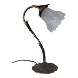 Art nouveau brass swan neck lamp