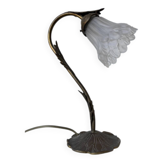 Art nouveau brass swan neck lamp