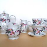 Service café bernardaud Limoges oiseaux fleurs