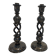 Pair of ancient Kashmiri candlesticks in midnight blue and gold – lamp bases