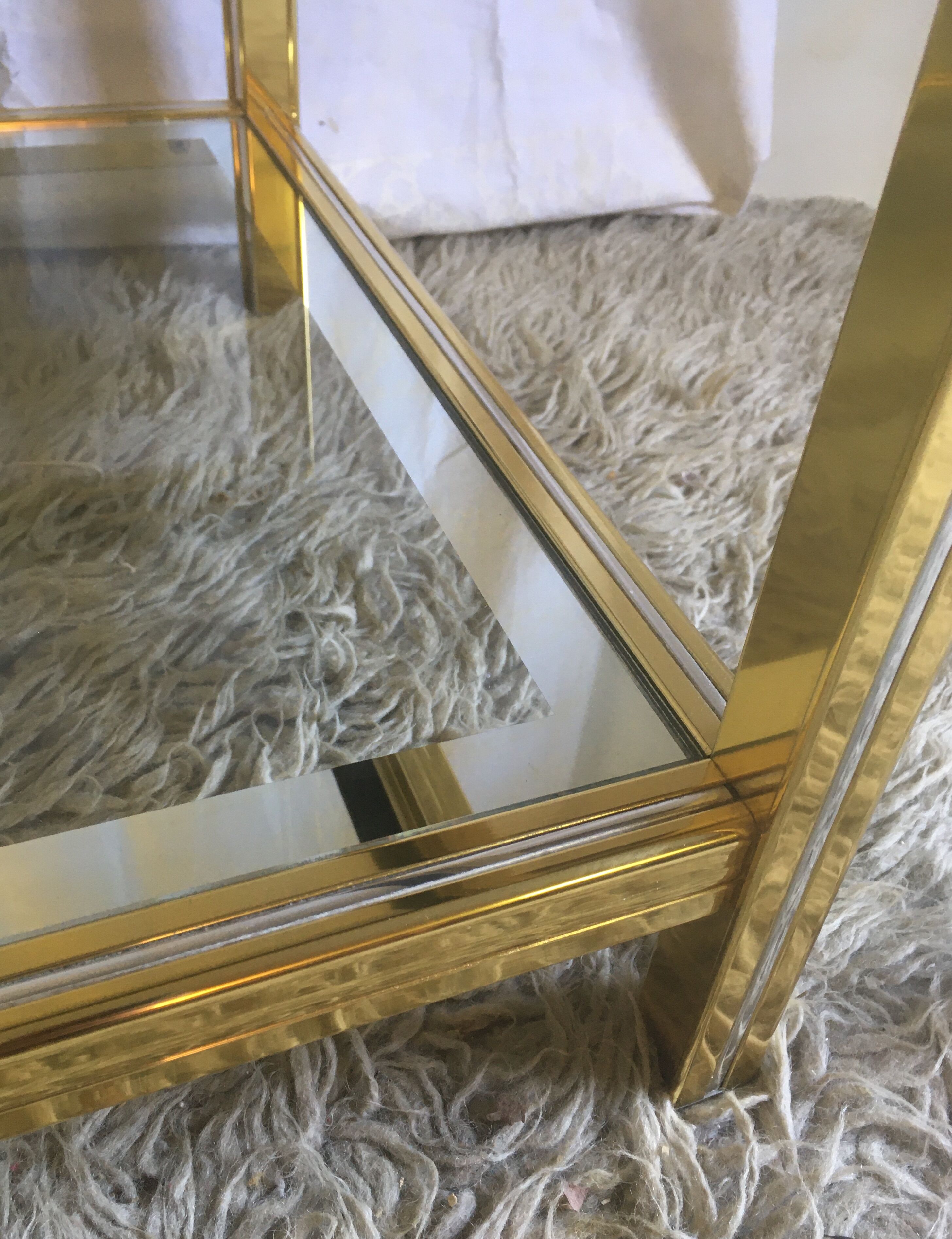 Gold and chrome metal coffee table - 70s