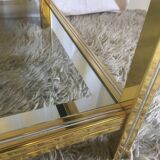 Gold and chrome metal coffee table - 70s