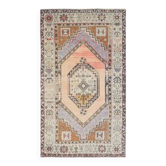 Tapis vintage turc Oushak fait à la main en laine et coton orange 106x188