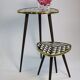 Table d'appoint style années 50, console, noir/blanc, 3 pieds élégants