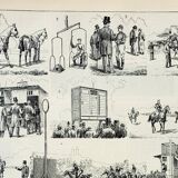 Old engraving 1898, Horse racing, hippodrome • Lithograph, Original plate